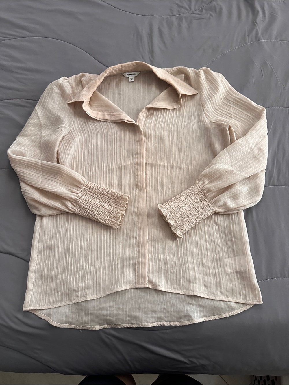 Light Pink Long Sleeve Collared Blouse